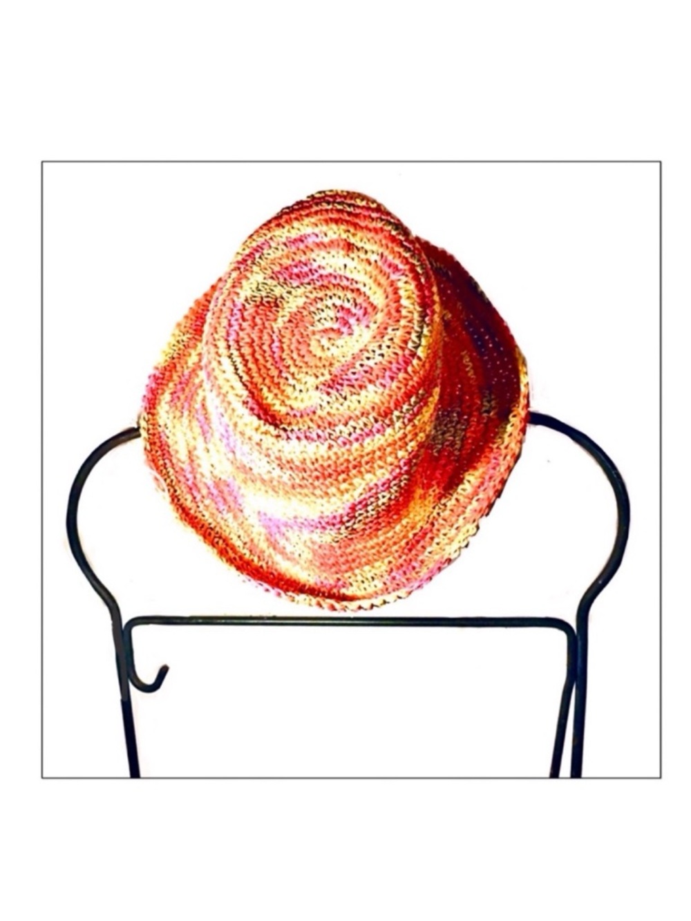 Woven Bucket Hat in Marbled Sunset Swirl Pattern